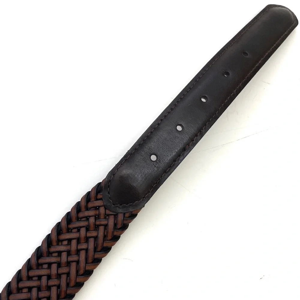 Stafford Big & Tall Brown Leather Braided Trouser Belt NWT